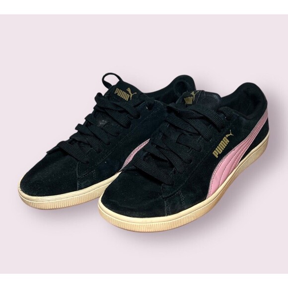 PUMA Women's Size 7.5 Vikky V2 Sneaker Black Pink Tennis Shoes Athletic Casual - Picture 1 of 8